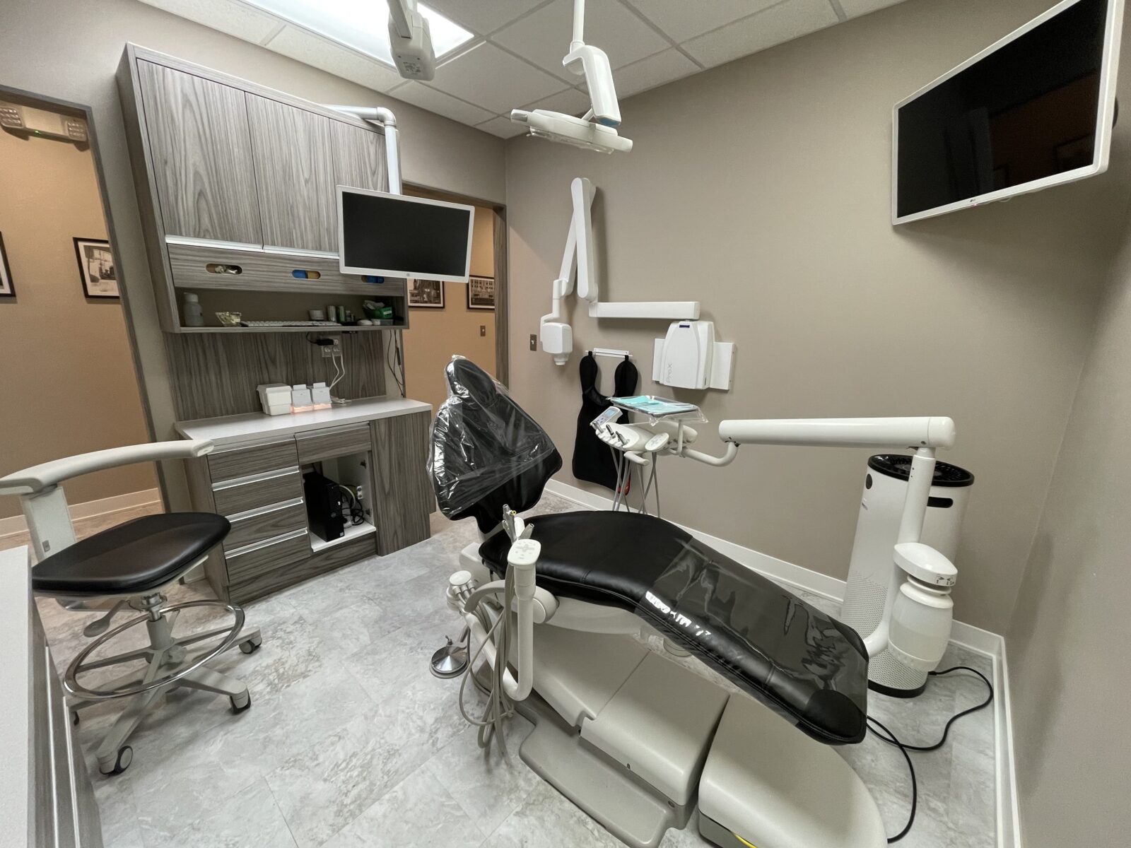 modern dental chair and instrument